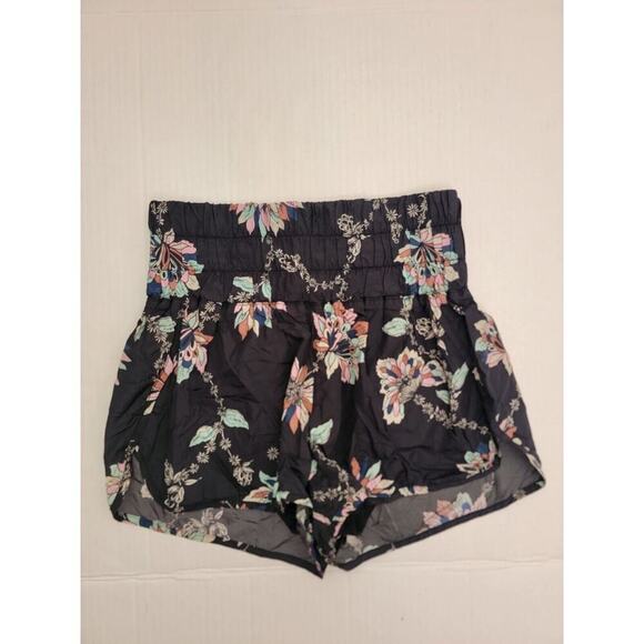 FREE PEOPLE Movement Boxing Shorts Medium The Way Home Onyx Floral Print - Picture 2 of 8